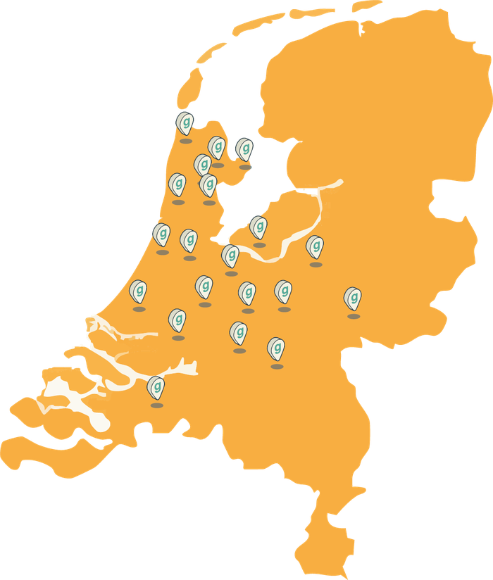 Kaart van Nederland met Goodbin locaties